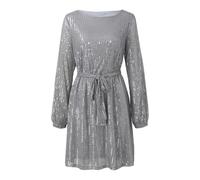 Vestido de cóctel con lentejuelas, vestido de noche a la moda para ocasiones festivas, gris oscuro, 3XL