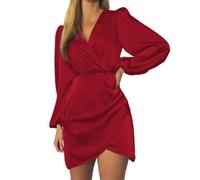 Vestido de Cóctel Elegante para Mujer Mangas Largas Vestido Bodycon Sexy Cruzado Vestidos de Fiesta Escote en V Cruzado Vestidos de Noche y Navidad Monocolor