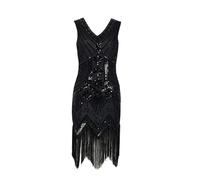 Vestido de cóctel estilo Gatsby con flecos y cuello en V de los años 20, vestido de cóctel vintage con borlas y lentejuelas, vestido de fiesta elegante, vestido de noche para mujer, disfraz de baile