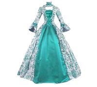 Vestido de cóctel gótico para mujer, falda acampanada, manga larga, vestido de fiesta, estilo medieval, vestido midi con corsé, parte superior, elegante, tallas grandes, verde, 3XL