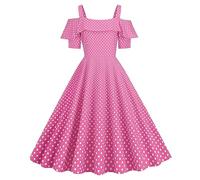 Vestido de cóctel para mujer, camisa retro años 40 50 60 para mujer Swing Vestido Swing Rockabilly A-Line Vestido Chic Y Elegante Fiesta Fiesta Sexy Baile Vestido Fiesta Desnudo Vestido, rosa, M