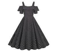 Vestido de cóctel para mujer, camisa retro años 40 50 60 para mujer Swing Vestido Swing Rockabilly A-Line Vestido Chic Y Elegante Fiesta Fiesta Sexy Baile Vestido Fiesta Desnudo Vestido, Le Noir, S