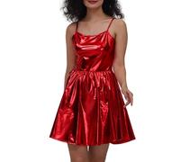 Vestido de cóctel para mujer, elegante, vestido de noche, vestido de lentejuelas, dorado, sin mangas, minivestido sexy, vestido rockabilly, para discoteca, carnaval, cosplay, fiesta, club nocturno