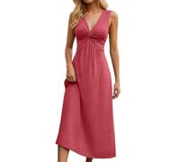 Vestido de cóctel para mujer sin mangas con cuello en V y falda plisada fluida para una elegancia sofisticada en tus noches y ocasiones especiales, Rd1, M