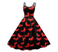 Vestido de cóctel para mujer, vestido de fiesta de cóctel, manga casquillo, estilo retro de los años 50, estilo rockabilly, chic y elegante, 6-rojo, XL