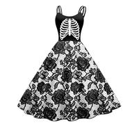 Vestido de cóctel para mujer, vestido de fiesta de cóctel, manga casquillo, estilo retro de los años 50, estilo rockabilly, chic y elegante, 3-Blanco, L