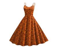 Vestido de cóctel para mujer, vestido de fiesta de cóctel, manga casquillo, estilo retro de los años 50, estilo rockabilly, chic y elegante, anaranjado, XL