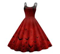 Vestido de cóctel para mujer, vestido de fiesta de cóctel, manga casquillo, estilo retro de los años 50, estilo rockabilly, chic y elegante, 4-rojo, M