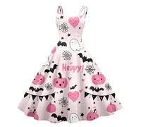 Vestido de cóctel para mujer, vestido de fiesta de cóctel, manga casquillo, estilo retro de los años 50, estilo rockabilly, chic y elegante, 4-rosa claro, XL