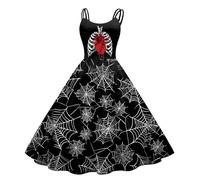 Vestido de cóctel para mujer, vestido de fiesta de cóctel, manga casquillo, estilo retro de los años 50, estilo rockabilly, chic y elegante, 3-Negro, XXL