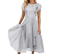 Vestido de cóctel para mujer, vestido de noche, vestido de Oktoberfest, largo, elegante, de gasa, encaje, festivo, boda, vestido de fiesta, vestido de fiesta hasta la rodilla, estilo vintage, falda