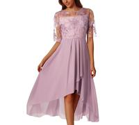 Vestido de cóctel para mujer, vestido de noche, vestido de Oktoberfest, largo, elegante, de gasa, encaje, festivo, boda, vestido de fiesta, vestido de fiesta hasta la rodilla, estilo vintage, falda