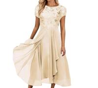 Vestido de cóctel para mujer, vestido de noche, vestido de Oktoberfest, largo, elegante, de gasa, encaje, festivo, boda, vestido de fiesta, vestido de fiesta hasta la rodilla, estilo vintage, falda