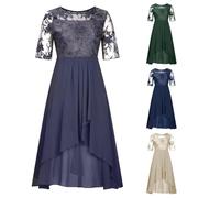 Vestido de cóctel para mujer, vestido de noche, vestido de Oktoberfest, largo, elegante, de gasa, encaje, festivo, boda, vestido de fiesta, vestido de fiesta hasta la rodilla, estilo vintage, falda
