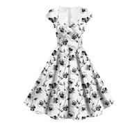 Vestido de cóctel retro vintage de los años 50 para mujer, manga 3/4, cuello acampanado, vintage, cóctel, boda, graduación, entrevista, vestido de vacaciones, lunares, años 50, mediados de los años 50