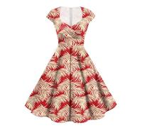 Vestido de cóctel retro vintage de los años 50 para mujer, manga 3/4, cuello acampanado, vintage, cóctel, boda, graduación, entrevista, vestido de vacaciones, lunares, años 50, mediados de los años 50