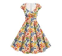 Vestido de cóctel retro vintage de los años 50 para mujer, manga 3/4, cuello acampanado, vintage, cóctel, boda, graduación, entrevista, vestido de vacaciones, lunares, años 50, mediados de los años 50