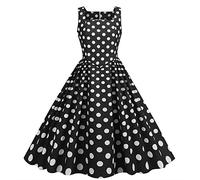 Vestido de cóctel Vintage para Mujer, sin Mangas, Lunares de los años 50, Estilo Retro, Rockabilly, Swing, Falda Plisada, Fiesta, Fiesta Vestidos de 1950 Vintage Retro Cóctel Rockabilly
