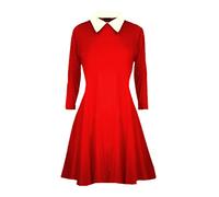 Vestido de Columpio con Cuello para niñas Manga Larga Flare Franki A Line Midi Skater Vestidos Niños Uniforme Top Rojo 11-12 Años