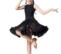 Vestido De Competición De Baile Latino For Niñas, Vestido De Baile De Salón Falbala For Niños, Traje De Práctica De Actuación, For Falda De Columpio De Fiesta De Rumba Samba Cha Cha Tango ( Color : Bl