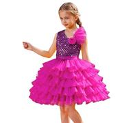 Vestido de con Lentejuelas y Hombros Descubiertos para Niñas Falda Tutú Corta de Cóctel Escalonada (c-Purple, 4-5 Years)