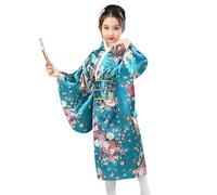 Vestido de cosplay de Helloween 2025 para niños y niñas, kimono yukata, anime, cosplay, bata de piscina, azul, 6-7 años