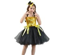 Vestido de cosplay para niña, vestido de dibujos animados, conejo, huevo de pascua, lindo rollo de niña, falda amarilla, rendimiento de escenario, dos juegos de fiesta (amarillo, 6-7 años)