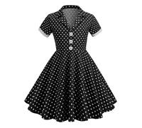 Vestido de cuello redondo Vestido europeo y de manga corta Vestido vintage para niños Vestido de línea A Leggings con Niña, Negro , 5-6 años