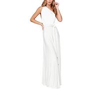 Vestido de Dama de Honor para Mujer, Elegante, Escote en V, Espalda Descubierta, Sin Hombros, para Cóctel, Verano, Formal, Boda, Fiesta, Baile Blanco S