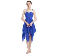 Vestido de Danza Ballet Contemporánea para Mujer Clásico de Color Sólido Tirantes Ropa Baile Latino Lírica Ballet Leotardo Falda de Tul Pañuelo Disfraz Bailarina Tutu Azul x-s