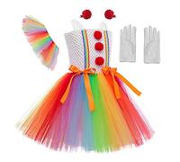 Vestido De,Disfraz De Circo Para Niñas | Vestido de disfraz de transpirable - Vestido de tutú arcoíris, conjunto de vestido de princesa con guantes y horquillas, traje de cosplay para ni