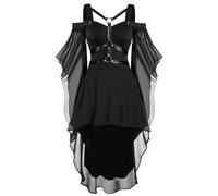 Vestido de disfraz medieval para mujer victoriana, vestido de cóctel gótico para mujer, talla grande, estilo medieval, medieval, noche, elegante, cosplay, traje de corte de manga larga