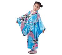Vestido de disfraz tipo kimono, vestido tradicional de tela de seda con estampado de flores, vestido Yukata para niñas, para cumpleaños, teatro, escenario, reunión, , niños de 2 a 10 años