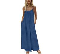 Vestido De Dormitorio Mujer Verano Ligero Largo Vestido De Interior Mujer Largo De Gran Tamaño, Vestidos Tirantes Espaguetis Vestido Sin Respaldo Falda Color Sólido Versátil Vestidos Relajación Grande