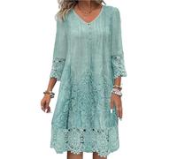 Vestido de encaje para mujer 2025, elegante, estilo bohemio, bordado floral, medio largo, fluido, para playa, vacaciones, bodas(Floral01,X-Large)