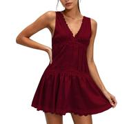 Vestido de Encaje para Mujer con Forro Interior, Elegante y Casual para el otoño, diseño de Manga Larga y Cuello Redondo, Ideal para Uso Diario o Citas románticas, Talla L (XXL)