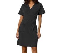 Vestido de enfermera para mujer, ropa médica, traje de cuidado de algodón, manga corta, cuello en V, bata química, ropa de trabajo, laboratorio, hospital, escuela, antiarrugas, elastano, uniforme