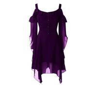 Vestido de estilo renacentista para mujer, vestido de Cosplay medieval gótico largo estilo retro de gasa Patchwork manga trompeta para traje de fiesta histórico elegante