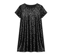 Vestido de fiesta con lentejuelas brillantes para niñas, elegante y brillante vestido de fiesta, Negro , 1-2 años