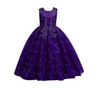 Vestido de fiesta de boda de tul para niñas pequeñas, formal, cumpleaños, concurso, graduación, talla 5 (morado, 11-12 años)