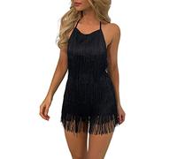 Vestido De Fiesta De Mujer Con Hombros Descubiertos, Vestido De Cóctel Mujer Sexy Con Flecos Mini Lentejuelas Color Sólido Corte Slim Elegante Y Elegante Traje De Disco De Baile Latino Estilo Swing