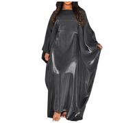 Vestido de fiesta de satén a la moda, bata con lazo en la cintura, capa Abaya musulmana, elegante, cuello redondo, mangas de murciélago, vestido largo suelto, vestido árabe burka islámico, trajes de