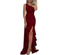 Vestido de Fiesta Largo para Mujer - Elegante de Noche para Bodas, Sexy con un Hombro, Festivo, de Cóctel, Monocolor Maxi sin Mangas, para Baile de Graduación