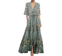 Vestido de fiesta para mujer con corsé y bordado floral, elegante cuello en V, cinturón, vestido de cóctel para boda, graduación, estilo hada, Gris01, L
