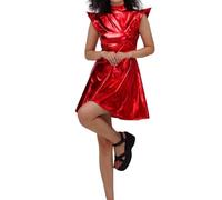 Vestido de fiesta para mujer hecho de color sólido de charol bronceado, estilo club (S rojo)
