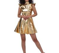 Vestido de fiesta para mujer hecho de color sólido de charol bronceado, estilo club (XL dorado)