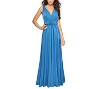 Vestido de fiesta para mujer, largo, vestido de noche, cuello en V, boda, vestido de dama de honor, elegante para boda, vestido de graduación, sin mangas, vestido largo de princesa, vestido maxi de
