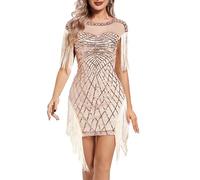 Vestido de fiesta vintage para mujer, vestido de lentejuelas brillante, minivestido sexy, monocolor, vestido de cóctel, bordado, vestido de noche, vestido de novia, vestido de carnaval, vestido de