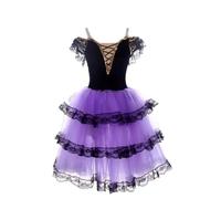 Vestido de Flamenco español para niñas Falda de competición Jazz para salón de Baile Disfraces de Fiesta y competición para niños,Púrpura,130