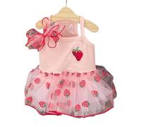 Vestido de fresa para mascotas, falda con volantes, ropa de vestir, elegante, camiseta de playa, influenciador, mismos, accesorios, fresa